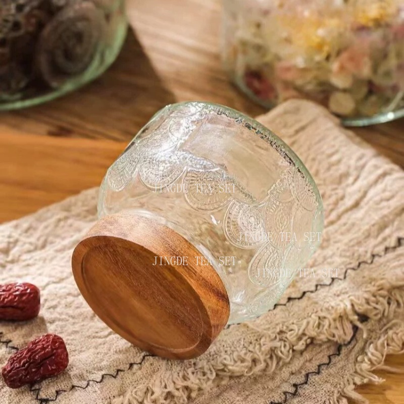 엠보싱 유리 저장 용기 나무 뚜껑 빈티지 밀폐 용기 차 - Food Storage Jars With Wooden Lids 리뷰 및 가격