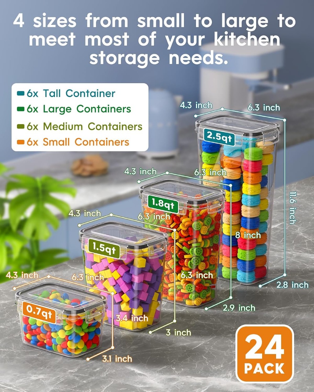 24개의 밀폐 식품 보관 용기(뚜껑 포함), BPA 프 - Food Storage Lid 리뷰 및 가격
