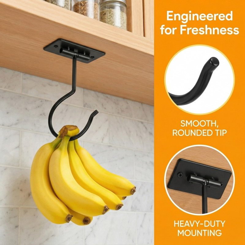 블랙 메탈 셀프 접착식 바나나 걸이 접이식 수납 랙 공 - Food Storage Rack For Kitchen 리뷰 및 가격