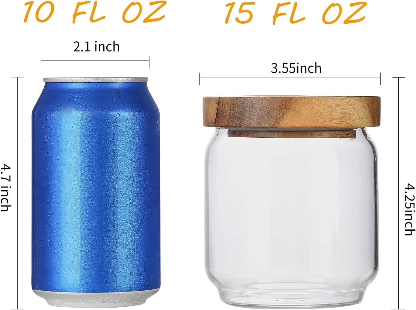4개들이 15온스 투명 유리병 세트, 밀폐형 나무 뚜껑 - Food Storage Jars With Wooden Lids 리뷰 및 가격