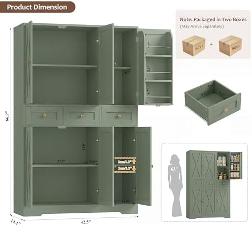 67인치 농가식 주방 팬트리 수납장(서랍 3개 포함), - Food Storage Without Pantry 리뷰 및 가격